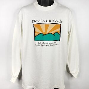 Devils Outlook Half Marathon T Shirt Vintage 90s 10K Soda Springs California
